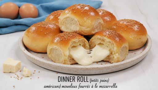 Soft American mozzarella-filled dinner rolls