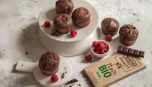 Organic Nestlé Dessert® Dark Chocolate, Olive Oil & Raspberry Muffins
