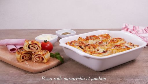 Mozzarella and ham pizza rolls