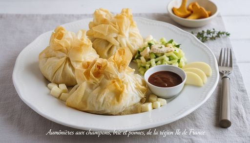 Mushroom, Brie, and Apple Purses from the Île-de-France region