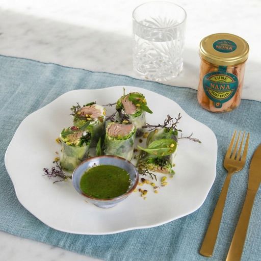 Tuna, burrata and pistachio spring rolls: the best recipe