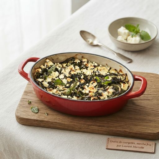 Zucchini gratin with mint and feta by Laurent Mariotte