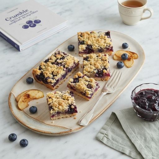 Easy apple and blueberry jam crumble