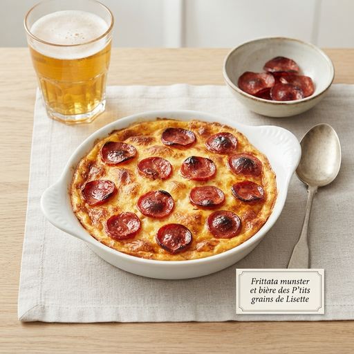 Frittata munster et bière des P'tits grains de Lisette