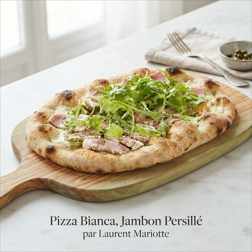 Pizza bianca, parsleyed ham by Laurent Mariotte