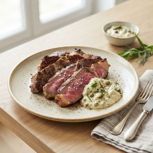 Laurent Mariotte's grilled rib steak with tartar sauce