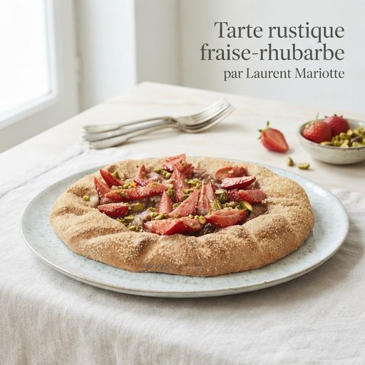Tarte rustique fraise-rhubarbe par Laurent Mariotte