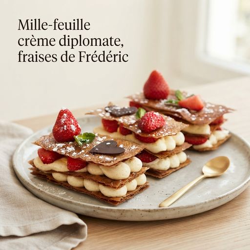 Mille-feuille crème diplomate, fraises de Frédéric