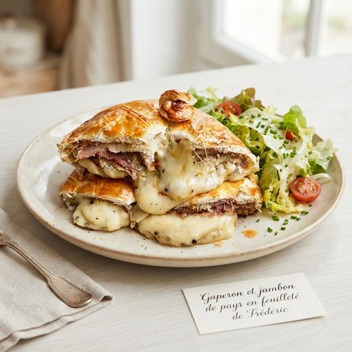 Frédéric's Gaperon and country ham in puff pastry