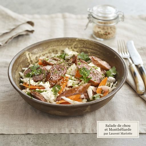 Montbéliard sausage and cabbage salad by Laurent Mariotte