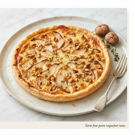 Tarte fine poire roquefort noix