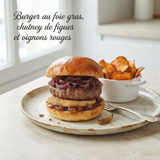 Foie gras burger with fig and red onion chutney
