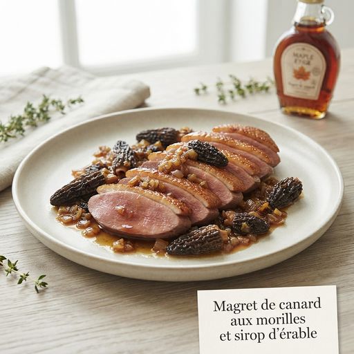Duck breast with morels and maple syrup