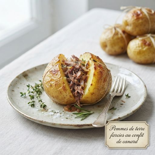Duck confit stuffed potatoes