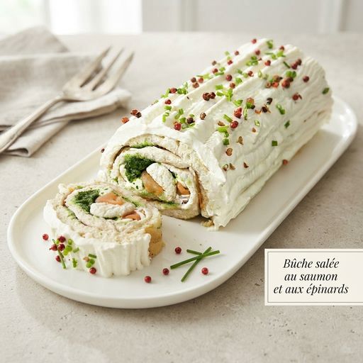 Savory salmon and spinach yule log