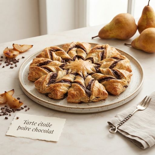 Pear and chocolate star tart