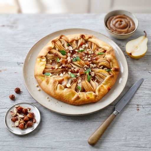 Pear and chestnut cream hazelnut tart