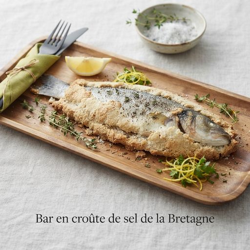 Salt-crusted sea bass from Brittany