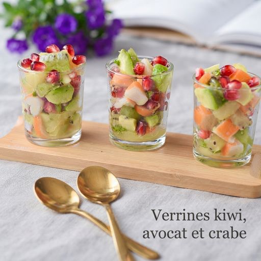 Kiwi, avocado and crab verrines