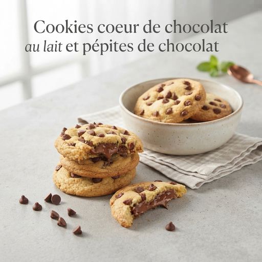 Cookies coeur de chocolat au lait et pépites de chocolat