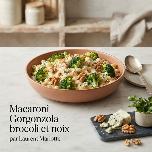 Macaroni Gorgonzola brocoli et noix par Laurent Mariotte