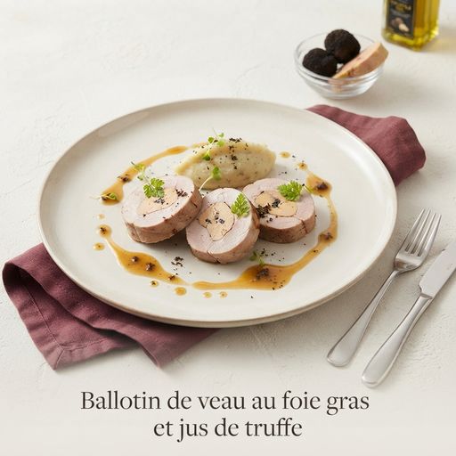 Veal ballotine with foie gras and truffle jus