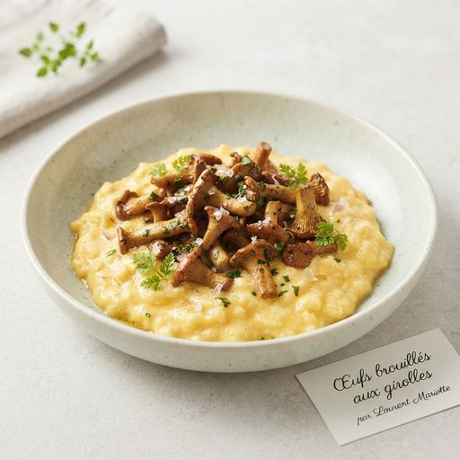 Scrambled eggs with chanterelles by Laurent Mariotte