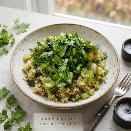 Autumn tabbouleh with wild herbs