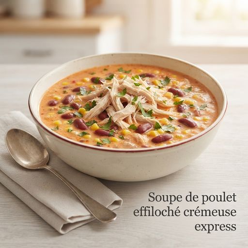 Quick creamy shredded chicken soup