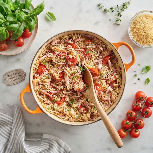 Cherry tomato and ham pilaf rice
