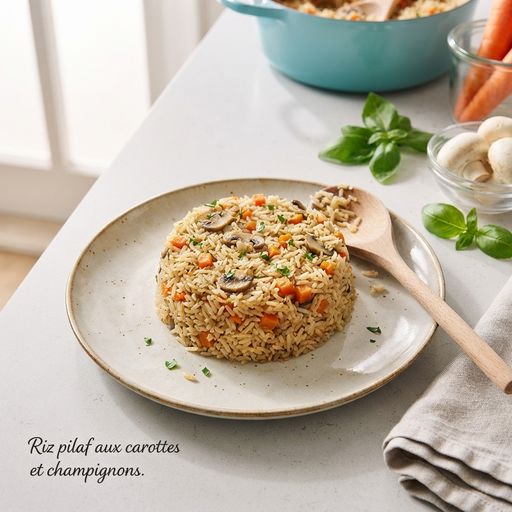 Carrot and mushroom pilaf rice