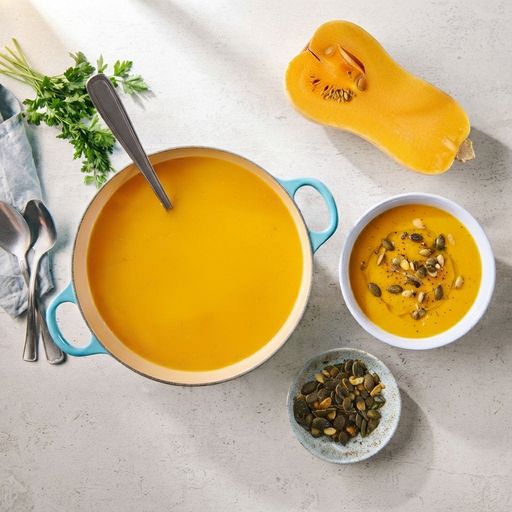 Butternut squash soup with pumpkin seeds