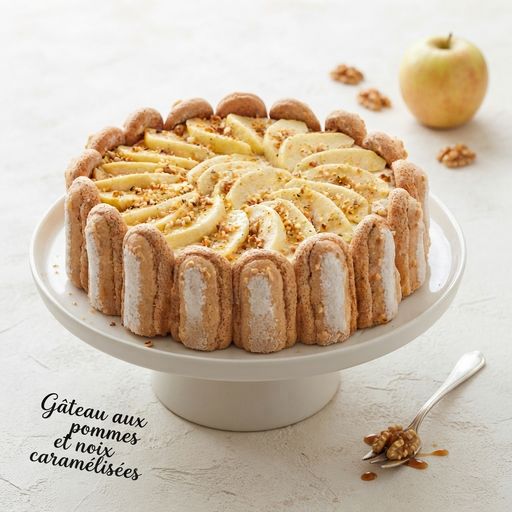 Gâteau aux pommes et noix caramélisées