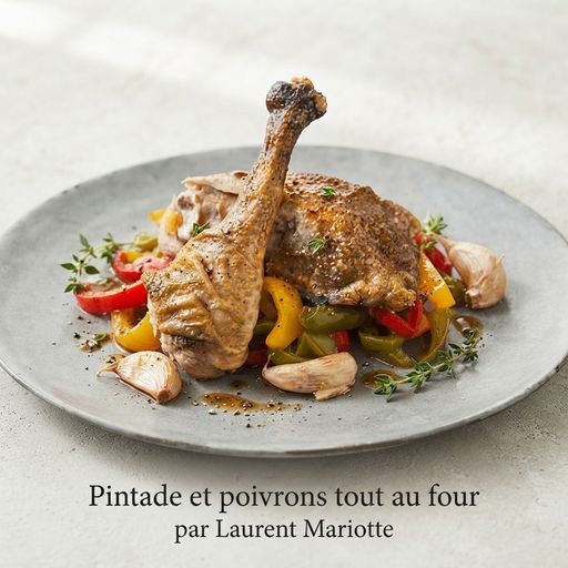 Guinea fowl and peppers all-in-the-oven by Laurent Mariotte