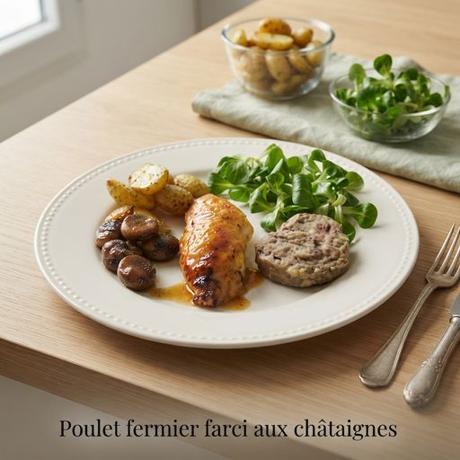 Free-range chicken stuffed with chestnuts