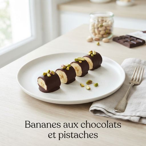 Bananas with chocolate and pistachios