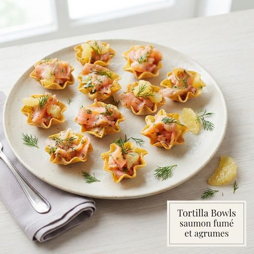 Smoked Salmon and Citrus Tortilla Bowls