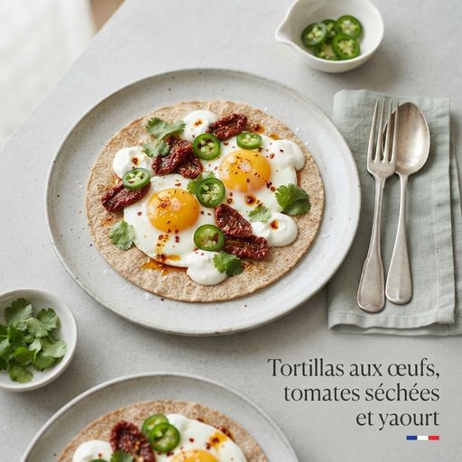 Eggs, sundried tomato and yogurt tortillas