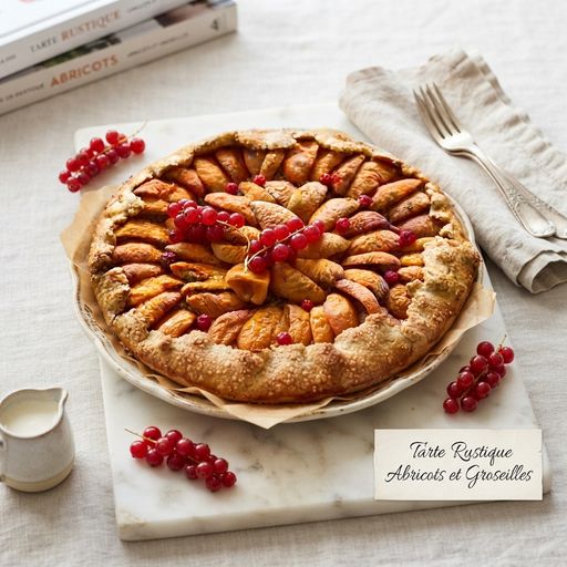 Rustic apricot and redcurrant tart