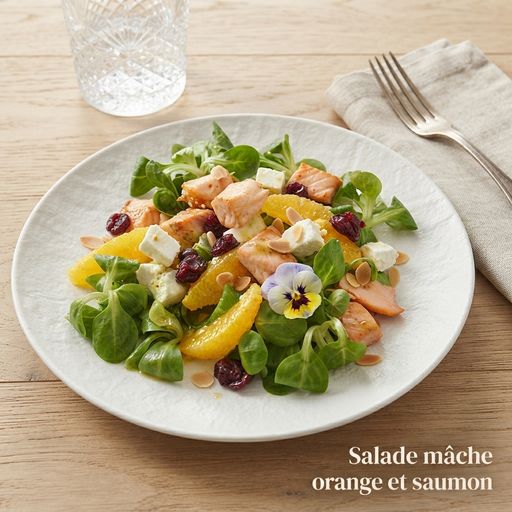 Lamb's lettuce, orange and salmon salad