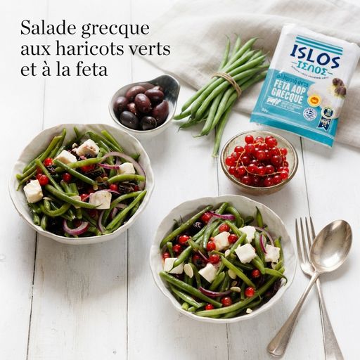 Greek salad with green beans and feta