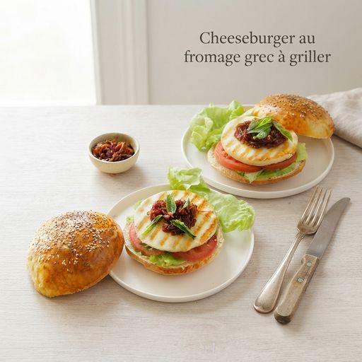 Cheeseburger with Greek grilling cheese