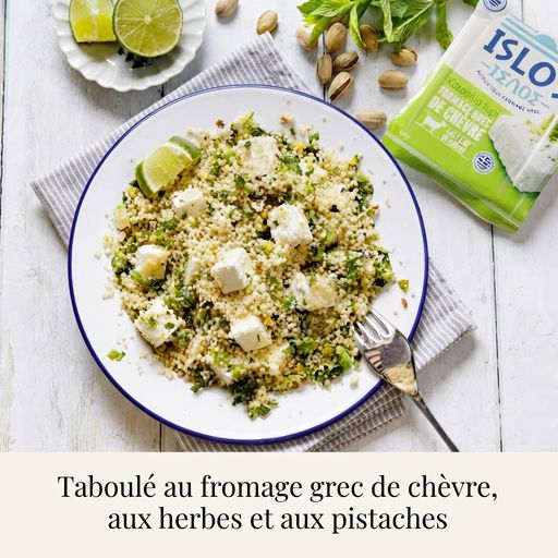 Tabbouleh with Greek goat cheese, herbs, and pistachios