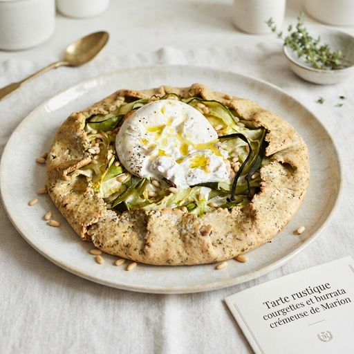 Marion's rustic zucchini and creamy burrata tart