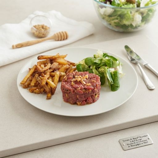 Label Rouge Charolais Beef Tartare with Old-Fashioned Burgundy Mustard and Honey