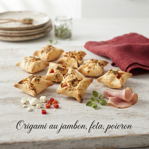 Ham, Feta, and Bell Pepper Origami