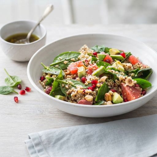 Quinoa, spinach, grapefruit, and avocado salad