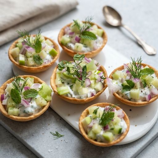 Mini cups, mint, cucumber, apple