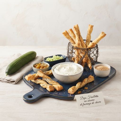 Sesame and Goat Cheese Puff Pastry Dips