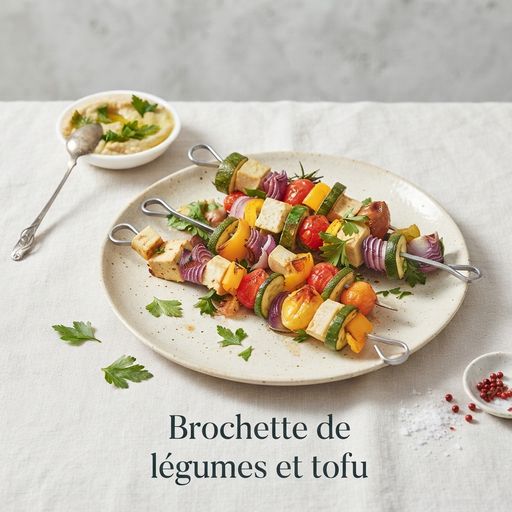 Vegetable and tofu skewers